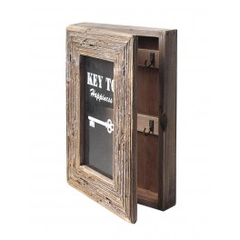 SIGNES GRIMALT Boite à clés en Bois Vieilli, Modèle Happiness, 6 Crochets de Suspension, H 30 cm