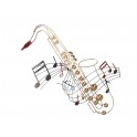 Déco murale : Saxophone, pistons et partition, Métal coloré Burst, H 73 cm