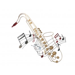 Déco murale : Saxophone, pistons et partition, Métal coloré Burst, H 73 cm
