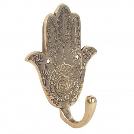 SIGNES GRIMALT Patère Main de Fatima, Porte-bonheur, 1 crochet et composition 100% laiton élégant, hauteur 12 cm