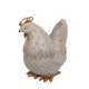 Poule stylisée en résine, Modèle Ecru et Doré, Hauteur 21 cm