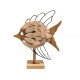 SIGNES GRIMALT Déco Bord de mer : Grand Poisson en métal et bois MDF sur socle, Hauteur 34 cm