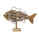 SIGNES GRIMALT Déco Bord de mer : Grand Poisson en métal et bois flotté sur socle, Longueur 37 cm