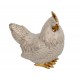 Poule stylisée en résine, Modèle Ecru et Doré, Hauteur 21 cm