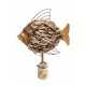 SIGNES GRIMALT Déco Bord de mer XL : Grand Poisson en métal, bois flotté et bois MDF sur socle, Hauteur 53 cm