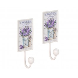 SIGNES GRIMALT Set 2 patères rétros et romantiques : Lavande de Provence, H 18,50 cm