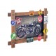 THERMOBRASS Tableau Moto USA avec Panneaux indicateurs Vintages, Bois et Métal, Longueur 60 cm