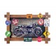 THERMOBRASS Tableau Moto USA avec Panneaux indicateurs Vintages, Bois et Métal, Longueur 60 cm