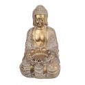 Statue Bouddha Rieur Chinois XL, Anthracite et Doré, H 51 cm