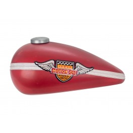 Décoration murale Réservoir de Moto rouge, Modèle Motor Oil, Longueur 51 cm.