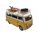 Van Combi Miniature Vintage en métal, Guitare, Surf et Voyage, L 25 cm