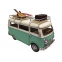 Van Combi Miniature Vintage en métal, Guitare, Surf et Voyage, Longueur 25 cm