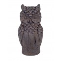 Grand Hibou Marron en résine, Aspect Sculpture Bois, Hauteur 47 cm