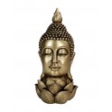 Statue Résine : Visage de Bouddha et Lotus, Collection Glory, H 28 cm