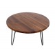 SIGNES GRIMALT Table Basse, Plateau en Bois veiné et piétement métal, Diamètre 70 cm