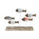 Déco Marine : 5 Poisson sur Socle, Bois MDF, Bleu et Rouge, L 40 cm