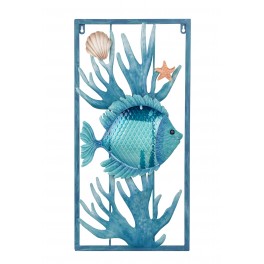 Déco Murale : Grand Banc de Poissons bleus et dorés, L 100 cm