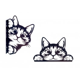 SIGNES GRIMALT Set 2 silhouettes Chats surprises à poser ou visser, Métal noir ambré, H 20 cm