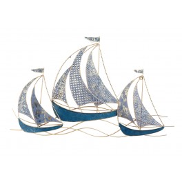 Déco murale Bateaux : Régate 3 bateaux, L 86 cm