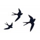 SIGNES GRIMALT Déco Murale métal : Set 3 hirondelles noires différentes, Placement libre, Hauteur 24 cm (Grande)