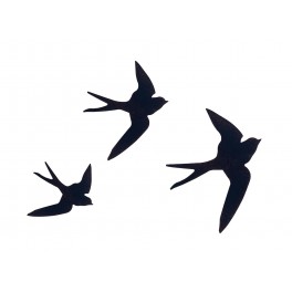 SIGNES GRIMALT Déco Murale métal : Set 3 hirondelles noires différentes, Placement libre, Hauteur 24 cm (Grande)
