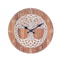 Horloge MDF Arbre de Vie Circulaire, Tons Bois Naturel, Diamètre 34 cm