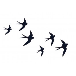 SIGNES GRIMALT Déco Murale métal : Set 6 hirondelles noires différentes, Placement libre, Hauteur 24 cm (Grande)