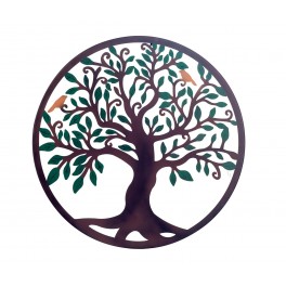 SIGNES GRIMALT Déco murale Arbre de vie en métal coloré, Marron et Vert, Collection Renaissance, Diamètre 60 cm