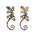 Set 2 Geckos en Résine, Déco murale ou à poser, Modèle Tropik, H 16 cm