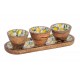 SIGNES GRIMALT Plateau Apéritif oval et 3 bols en Bois de Manguier, Thème Citrons, longueur 38 cm