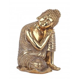 Zen Méditation : Grand Bouddha doré, Tête sur Genou, Hauteur 33 cm