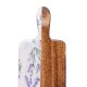 Planche de Service Bois de manguier et résine, Motif Lavande Florale, Longueur 49 cm