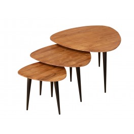 SIGNES GRIMALT Set 3 Tables Basses gigognes ou 3 sellettes, Collection Natura, Longueur 68 cm (Grand modèles)