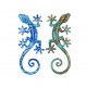 Déco Gecko Mural : Set 2 lézards Multicolores, H 20 cm