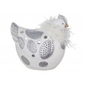 Figurine Poule, Modèle Felicity, Blanc et Argent, Hauteur 19,5 cm