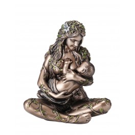 Figurine Résine : Gaïa, La Déesse mère et l'enfant, Hauteur 11 cm