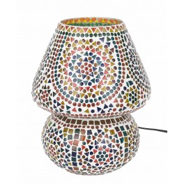 Lampe ethnique d'inspiration orientale XL, Verre et Céramique colorée, Hauteur 31 cm