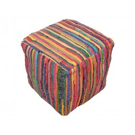 SIGNES GRIMALT Tabouret Pouf en Jute Fait Main, Fibres Naturelles colorées, Diamètre 45 cm