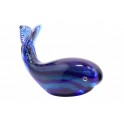 Figurine en Verre décorative et Presse-Papier, Baleine Bleue, L 16 cm