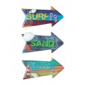 Set 3 magnets Frigo : Flèches Direction Sand, Beach and Surf, L 7,50 cm