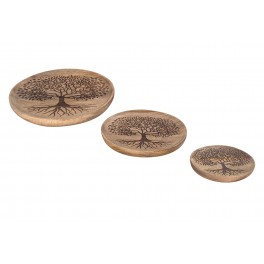 SIGNES GRIMALT Set 3 Assiettes vide-poches rondes, Arbre de vie et Thème Rétro Bohème, Diamètre 16 cm