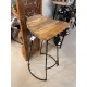 SIGNES GRIMALT Tabouret Chaise de Bar en Bois de manguier et piétement métal, Bois Massif, et Hauteur 80 cm