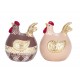 SIGNES GRIMALT Set Poule et Coq en résine, Design Rond et ludique, Collection Paulette, 10 x 8,5 x 7 cm