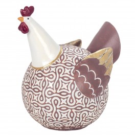SIGNES GRIMALT Poule Fantaisie en résine, Couleurs et Motifs rétros, résine et métal, Collection Paulette, h 20 cm