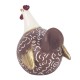 SIGNES GRIMALT Set 2 Poules Fantaisies en résine, Couleurs et Motifs rétros, résine et métal, Hauteur 10,5 cm