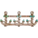 Patères-Portemanteaux Trois ancres en bois, Bleu et Marron, L 57 cm