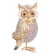 SIGNES GRIMALT Grand Hibou décoratif en résine, Motif Allover et Couleur dorée blanchie, résine et métal, Hauteur 23 cm
