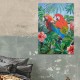 SIGNES GRIMALT Tableau peint, 2 perroquets ara et végétation tropicale, 100 x 70 cm