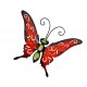 Papillon Mural Rouge en Métal, Maison ou Jardin, Longueur 22 cm