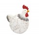 SIGNES GRIMALT Poule Ronde Fantaisie, Blanche et Ecru, Collection Authentik, Hauteur 30 cm